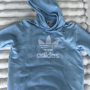 Adidas Light Blue Hoodie with White Logo
